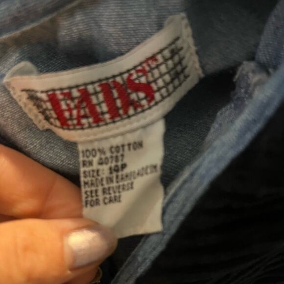 Vtg 90s Denim Velvet Collar Pleated Midi Ankle Dress Size 14P Boho Feminine - Picture 7 of 7